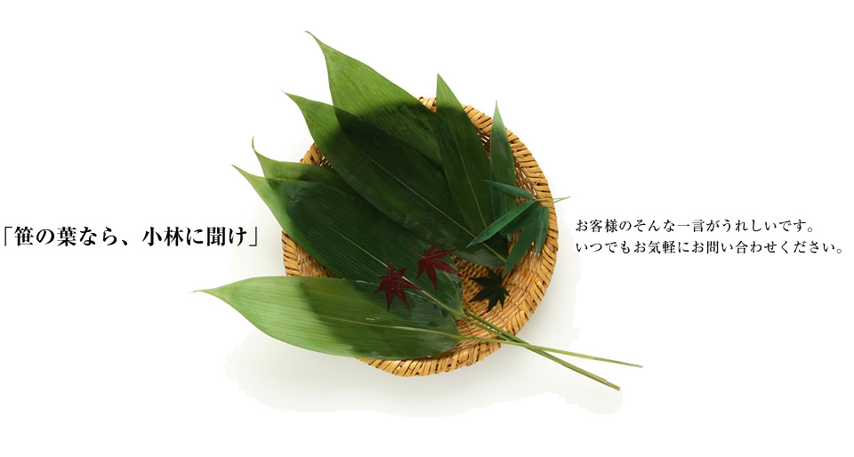 「笹の葉なら、小林に聞け」 お客様のそんな一言がうれしいです。いつでもお気軽にお問い合わせください。